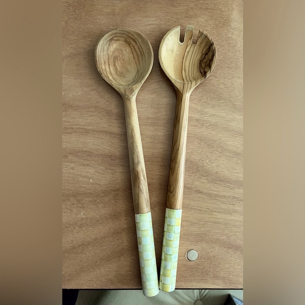 MacKenzie-Childs Salad Tongs Classic Check